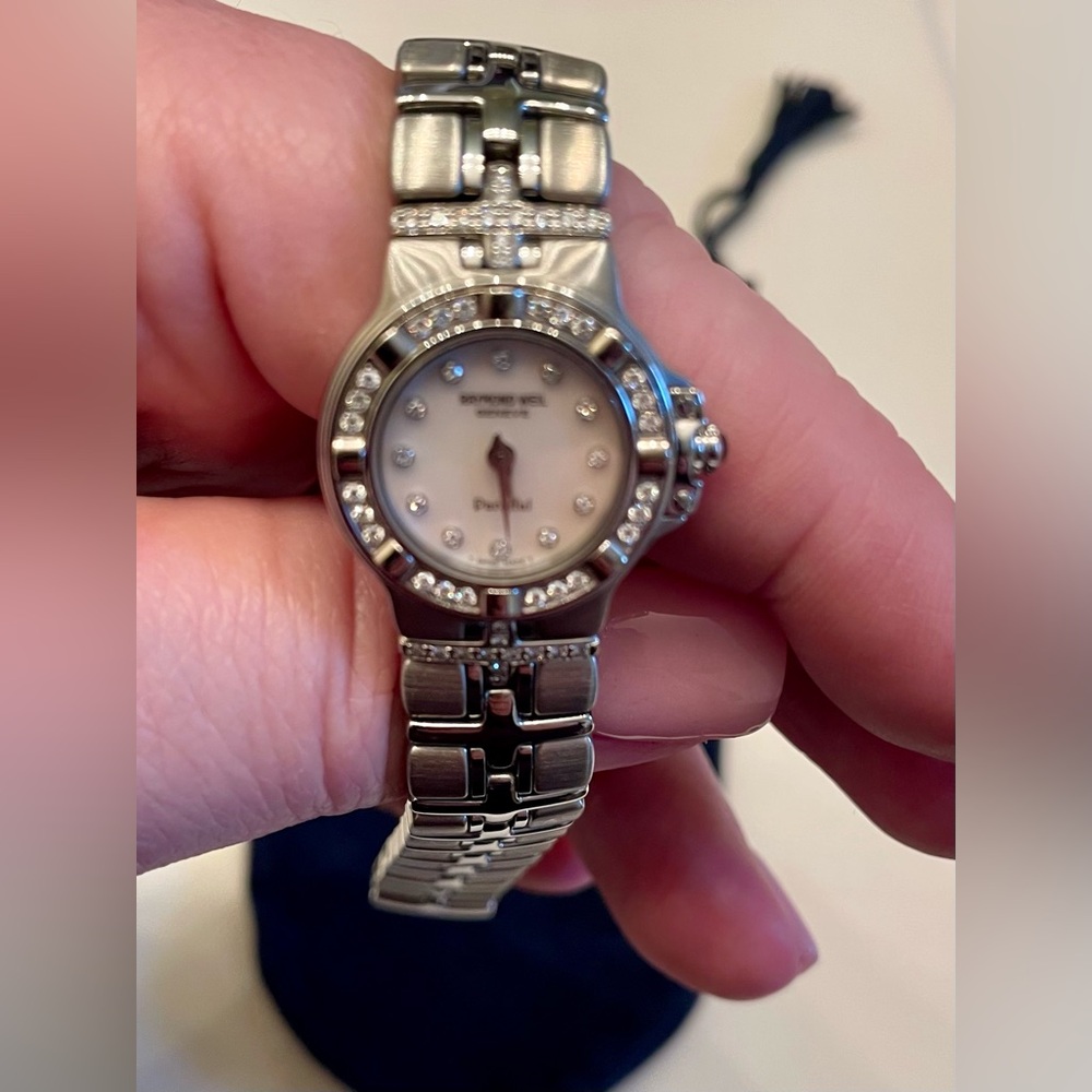 Ladies Raymond Weil Stainless Diamond Parsifal Watch 9691 Mother of Pearl